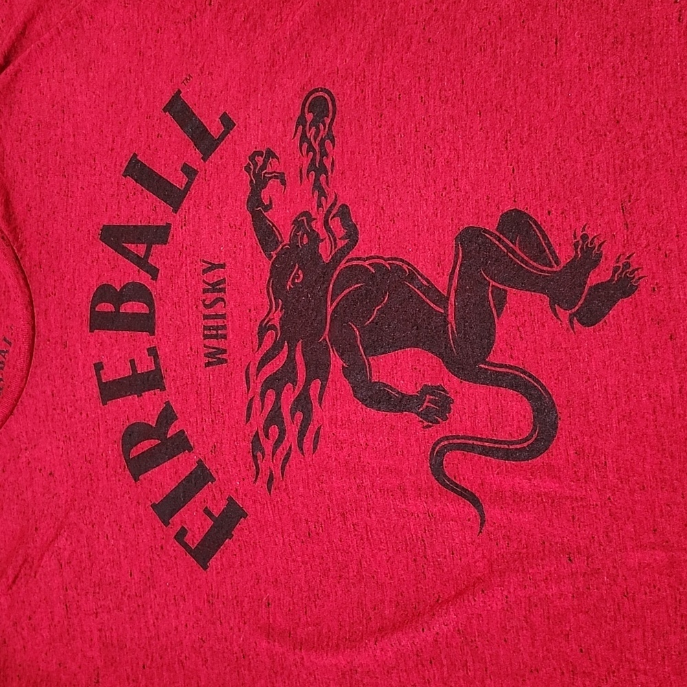 FIREBALL WHISKEY 2017 RED-SPECKLED FIRE BREATH DRAGON CREW-NECK TEE-SHIRT L